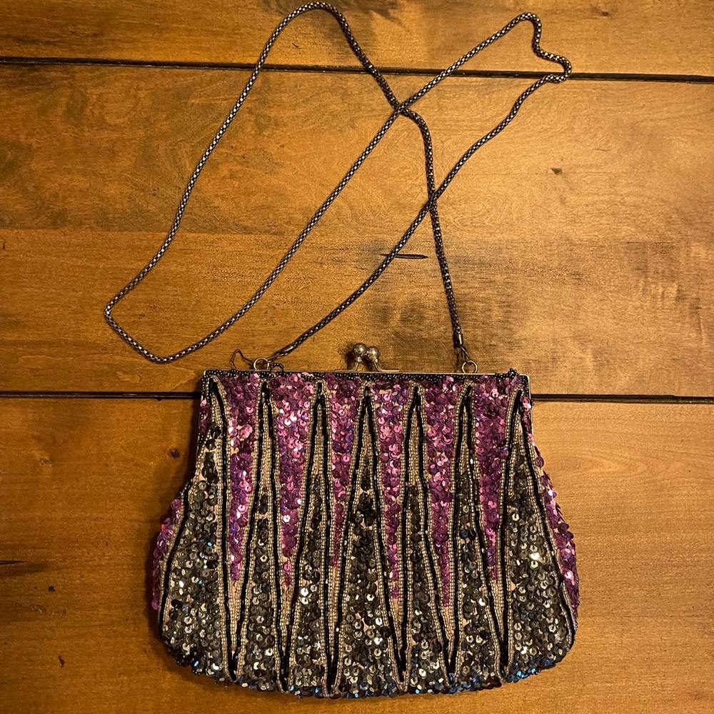 Purple/Black Sequined Purse